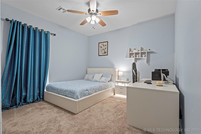 303 Hidden Path, Ardmore, OK 73401 - bedroom featuring carpet, a desk, and ceiling fan