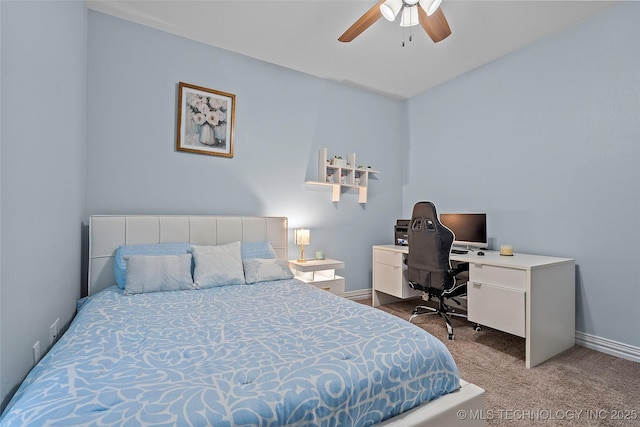 303 Hidden Path, Ardmore, OK 73401 - bedroom with carpet flooring, an office area, and a ceiling fan