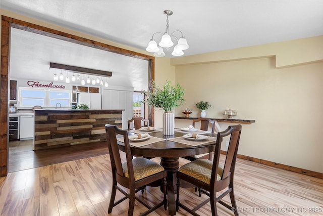 14820 Memorial, Wilson, OK 73463 - dining space featuring light wood finished floors and a chandelier