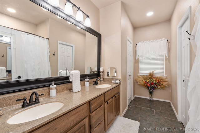 20672 E Kambrie St, Inola, OK 74036 - full bath with double vanity, tile patterned floors, and recessed lighting