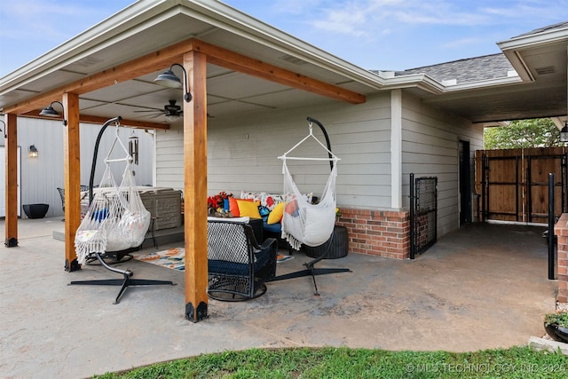 20672 E Kambrie St, Inola, OK 74036 - view of patio / terrace with ceiling fan and an outdoor hangout area