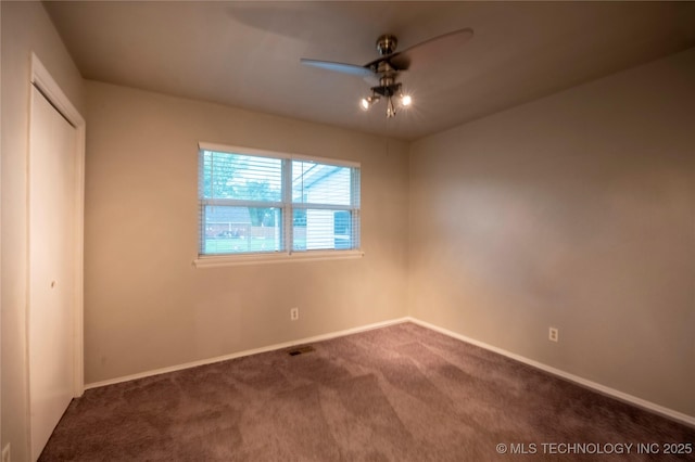 12922 S 123rd E Ave, Broken Arrow, OK 74011 - unfurnished bedroom featuring carpet, a closet, and ceiling fan