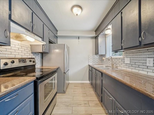 2346 S 118th E Ave, Tulsa, OK 74129 - kitchen with stainless steel appliances, under cabinet range hood, tasteful backsplash, and light wood-style flooring