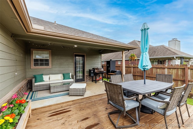 1113 S Spinnaker Dr, Oologah, OK 74053 - deck featuring an outdoor hangout area, outdoor dining space, and area for grilling
