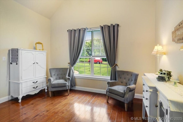 129 Highland Dr, Durant, OK 74701 - living area with hardwood / wood-style floors and vaulted ceiling