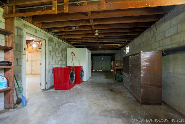 7266 S 58th W Ave, Tulsa, OK 74131 - unfinished basement with independent washer and dryer and concrete block wall