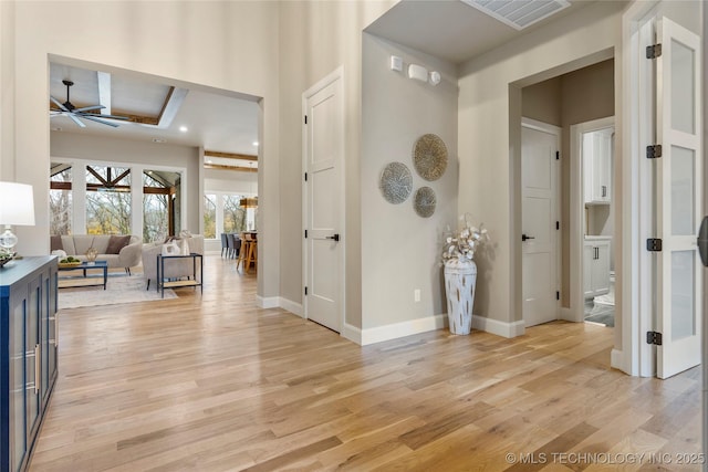 4708 S Sequoia Ave, Broken Arrow, OK 74011 - hallway with light wood finished floors and recessed lighting
