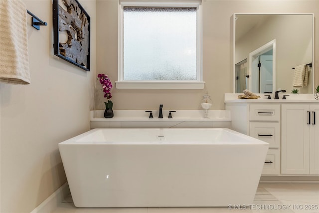 4708 S Sequoia Ave, Broken Arrow, OK 74011 - bathroom with a soaking tub and vanity