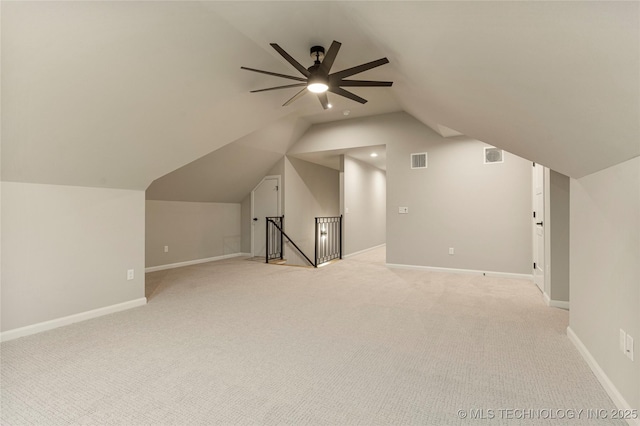 4708 S Sequoia Ave, Broken Arrow, OK 74011 - bonus room featuring light colored carpet, a ceiling fan, vaulted ceiling, and recessed lighting