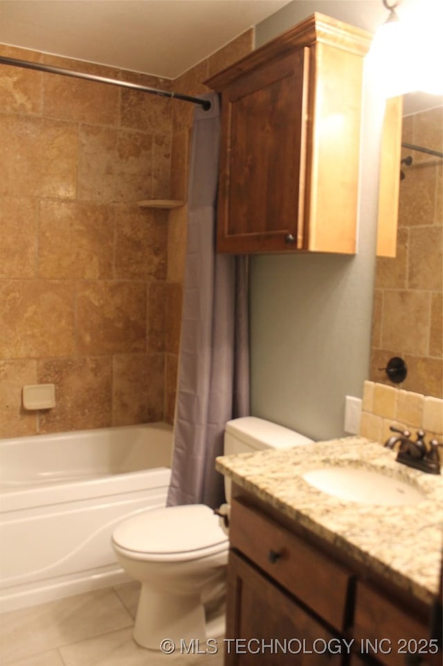 2148 E Wise Rd, Mcalester, OK 74501 - bathroom featuring vanity, shower / tub combo, and tile patterned floors