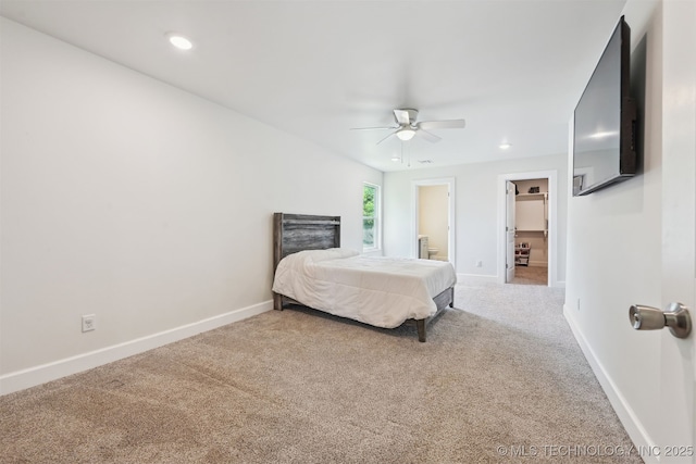 3608 S 31st W Ave, Tulsa, OK 74107 - carpeted bedroom featuring recessed lighting, ceiling fan, and ensuite bath