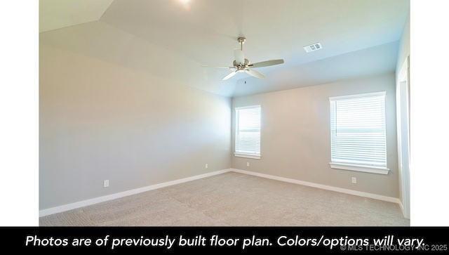 1441 E 149th Pl S, Glenpool, OK 74033 - unfurnished room featuring ceiling fan, vaulted ceiling, and carpet