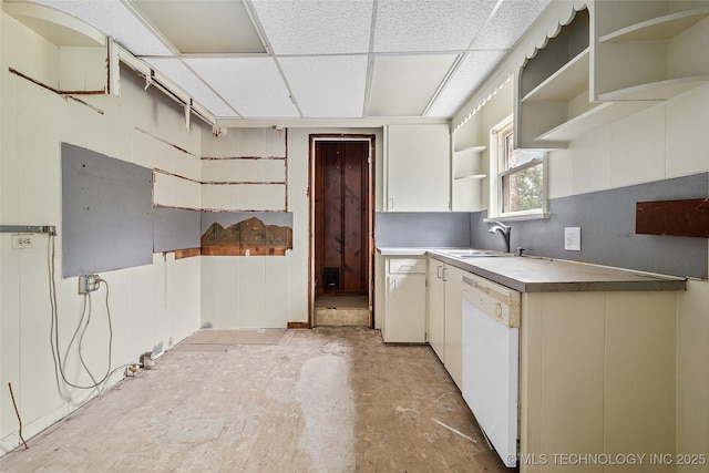 917 N Knoxville Ave, Tulsa, OK 74115 - kitchen with dishwasher, open shelves, and a paneled ceiling