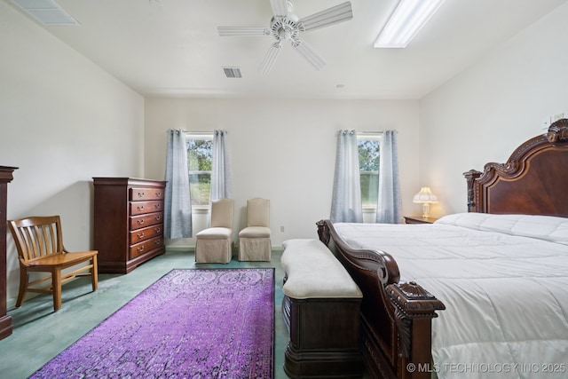 4127 New Prue Rd, Sand Springs, OK 74063 - bedroom with multiple windows, carpet, and a ceiling fan