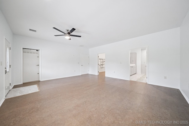 4127 New Prue Rd, Sand Springs, OK 74063 - unfurnished living room with ceiling fan and baseboards