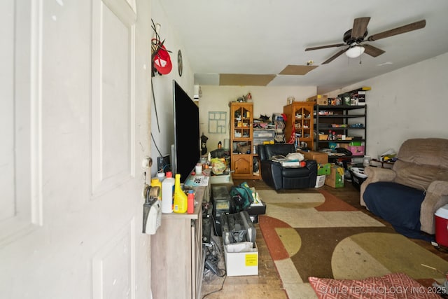 1012 N Irvington St, Tulsa, OK 74115 - living room featuring a ceiling fan
