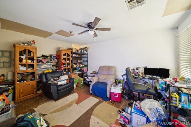 1012 N Irvington St, Tulsa, OK 74115 - home office with wood finished floors and ceiling fan