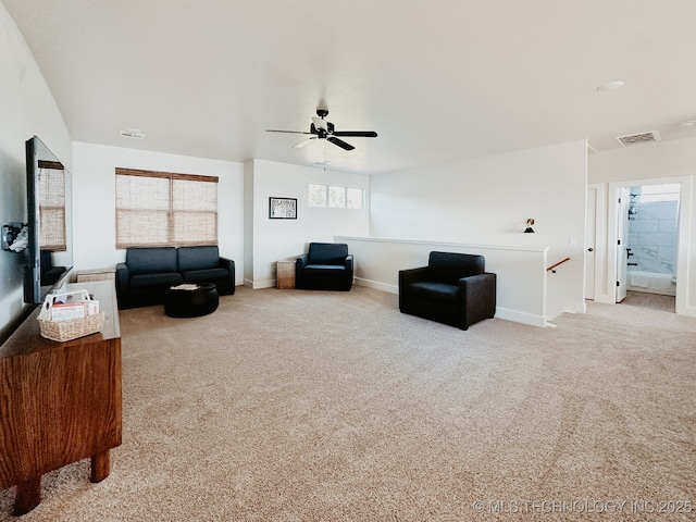 118900 S 4213, Eufaula, OK 74432 - living room featuring carpet flooring and ceiling fan