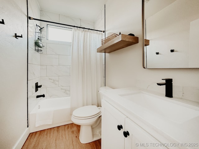 118900 S 4213, Eufaula, OK 74432 - bathroom featuring vanity, shower / bath combination with curtain, and wood finished floors