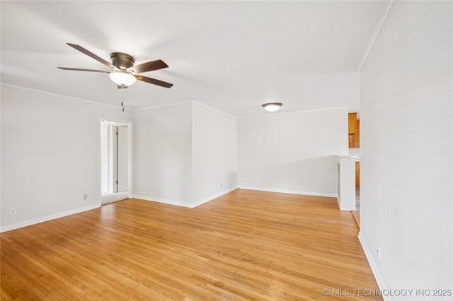 2178 S 76th E Ave, Tulsa, OK 74129 - empty room with ornamental molding, a ceiling fan, and light wood-style flooring
