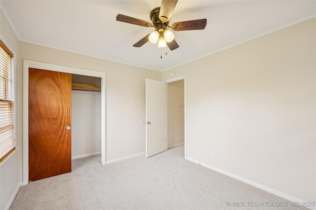 2178 S 76th E Ave, Tulsa, OK 74129 - unfurnished bedroom with light colored carpet, a closet, crown molding, and ceiling fan