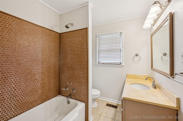 2178 S 76th E Ave, Tulsa, OK 74129 - full bathroom with vanity, tile patterned flooring, shower / washtub combination, and crown molding