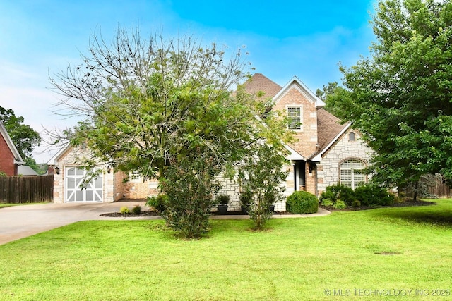 2463 S Park Hl, Tahlequah, OK 74464 - view of front of house with stone siding, driveway, and brick siding