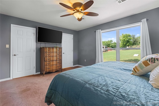 110094 S 4680th Rd, Gans, OK 74936 - carpeted bedroom with a ceiling fan and a closet