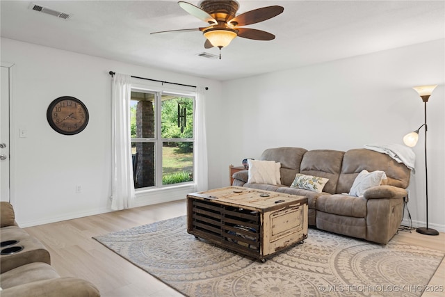 110094 S 4680th Rd, Gans, OK 74936 - living room with a ceiling fan and light wood-type flooring