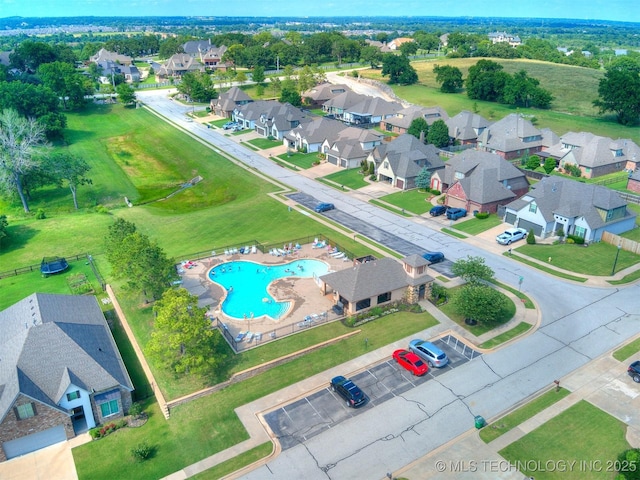 5815 E 144th St S, Bixby, OK 74008 - aerial perspective of suburban area featuring a pool area