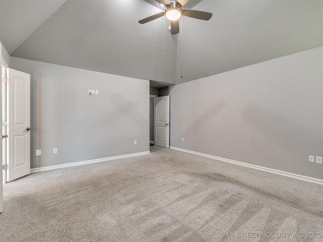 5815 E 144th St S, Bixby, OK 74008 - spare room with carpet, ceiling fan, and high vaulted ceiling