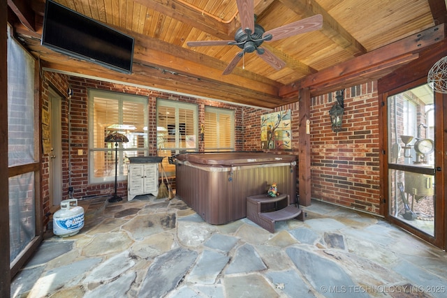 4205 N Narcissus Ave, Broken Arrow, OK 74012 - view of patio with an indoor hot tub and a ceiling fan