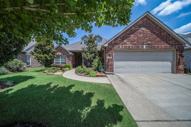 4205 N Narcissus Ave, Broken Arrow, OK 74012 - traditional home featuring brick siding, driveway, an attached garage, a front yard, and roof with shingles