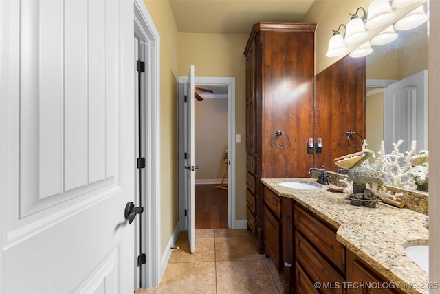 800 Magnolia, Ada, OK 74820 - bathroom featuring double vanity and tile patterned floors