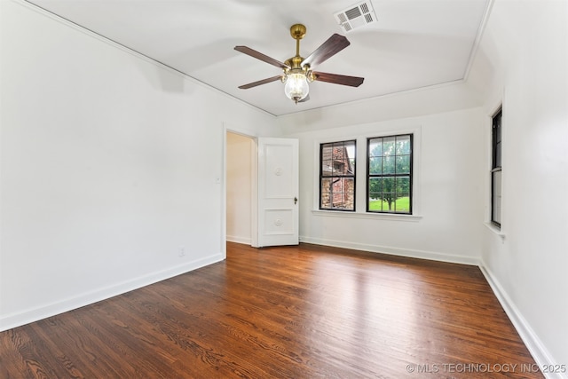 2605 S St Louis Ave, Tulsa, OK 74114 - unfurnished room with ceiling fan and dark wood-style floors