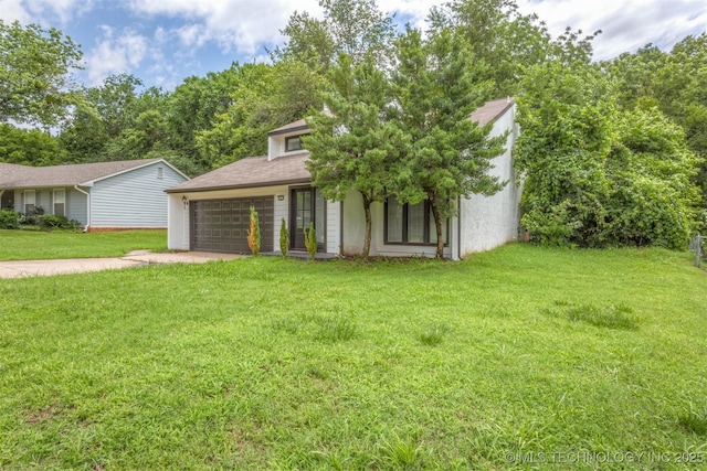 5117 S Lions Ave, Broken Arrow, OK 74011 - view of front of home featuring a garage, concrete driveway, and a front lawn