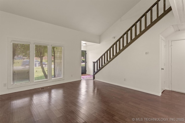 5117 S Lions Ave, Broken Arrow, OK 74011 - unfurnished living room featuring wood finished floors and stairs