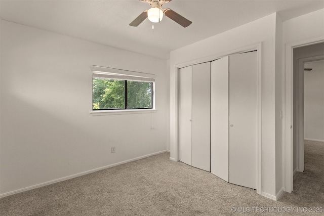 5117 S Lions Ave, Broken Arrow, OK 74011 - unfurnished bedroom featuring carpet flooring, a closet, and ceiling fan