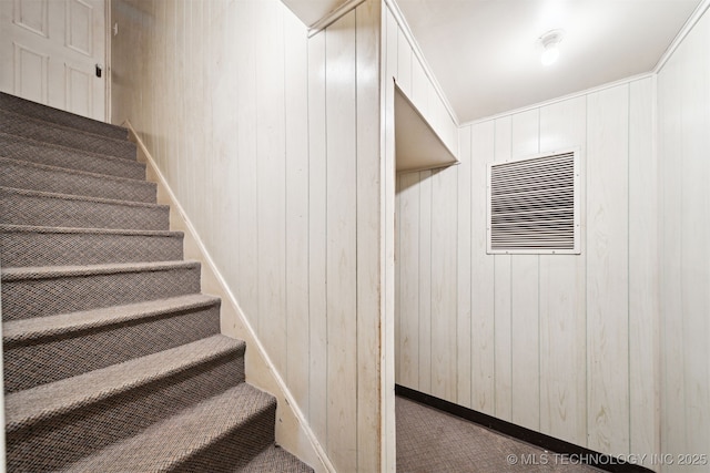 1210 E 15th St, Ada, OK 74820 - stairway with carpet and wood walls