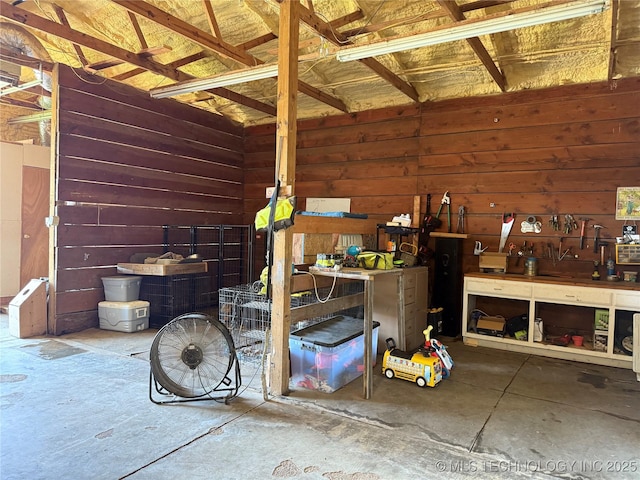 13560 S 4150th Rd, Claremore, OK 74017 - garage with wooden walls
