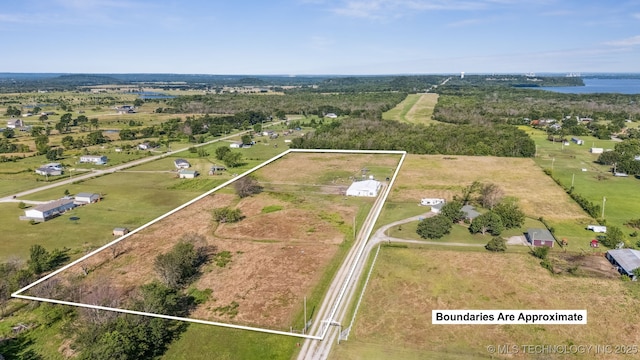13560 S 4150th Rd, Claremore, OK 74017 - aerial view of property and surrounding area with property parcel outlined