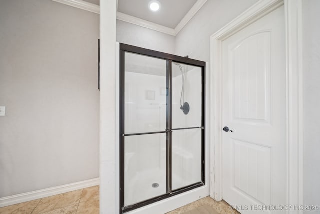 8483 N 68th E Ave, Owasso, OK 74055 - bathroom with crown molding and a shower stall