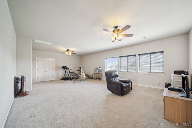 8483 N 68th E Ave, Owasso, OK 74055 - sitting room with light carpet and a ceiling fan