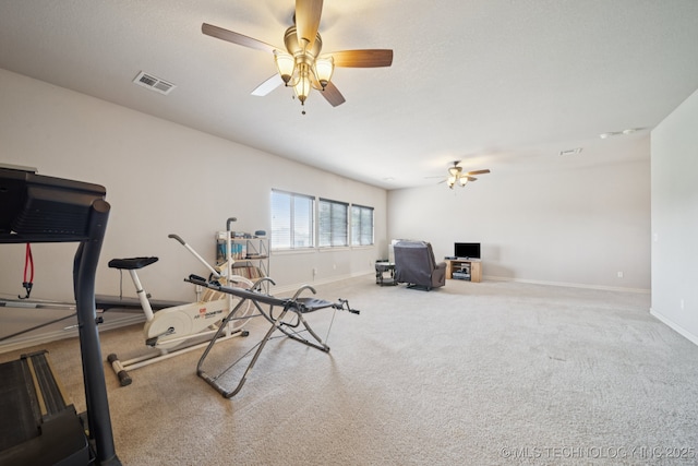 8483 N 68th E Ave, Owasso, OK 74055 - exercise area with carpet flooring and a ceiling fan