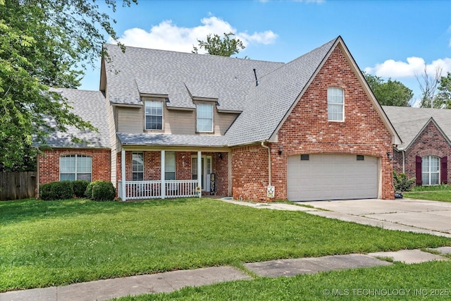 1720 S Juniper Ave, Broken Arrow, OK 74012 - view of front of home featuring a porch, brick siding, concrete driveway, and a shingled roof