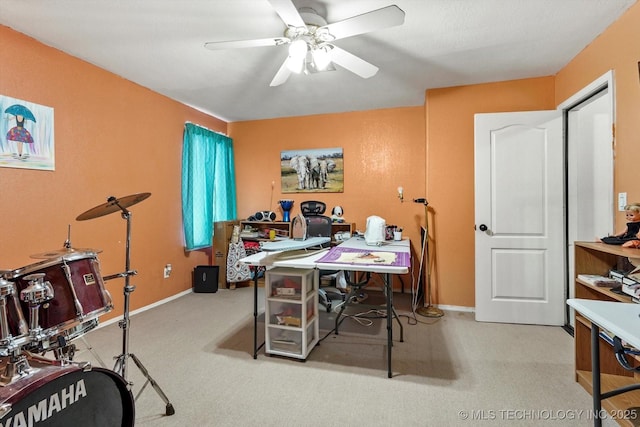 1720 S Juniper Ave, Broken Arrow, OK 74012 - office featuring carpet and a ceiling fan