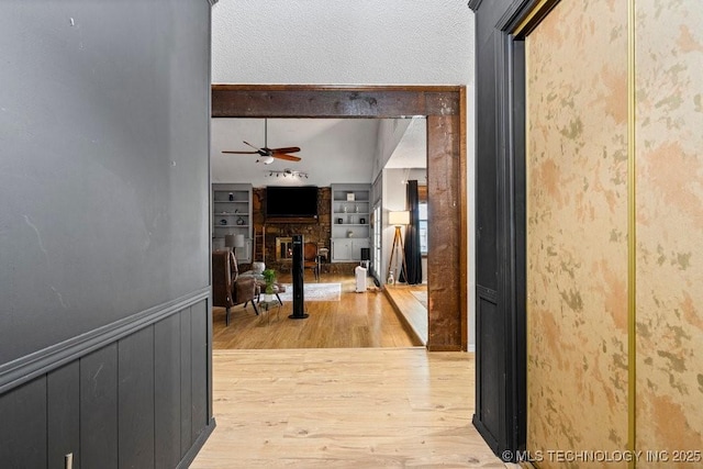 2528 W Commercial St, Broken Arrow, OK 74012 - hall with light wood finished floors and beamed ceiling