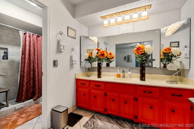 2528 W Commercial St, Broken Arrow, OK 74012 - full bath with a stall shower, vanity, tile patterned flooring, and a textured ceiling