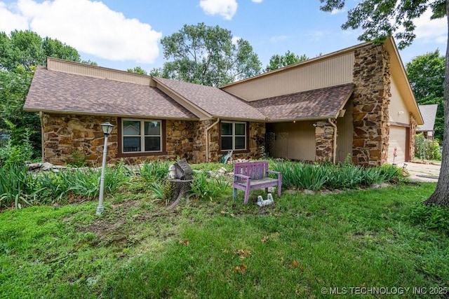 2528 W Commercial St, Broken Arrow, OK 74012 - view of front of home featuring stone siding, an attached garage, and roof with shingles