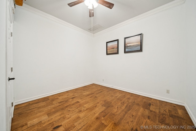 905 W Elmira St, Broken Arrow, OK 74012 - empty room with crown molding, ceiling fan, and wood finished floors